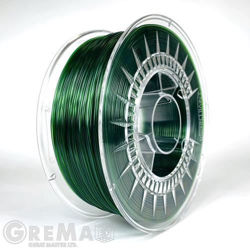 PET - G Devil Design  PET-G филамент 1.75 мм, 1 кг (2.0 lbs) - прозрачно зелен